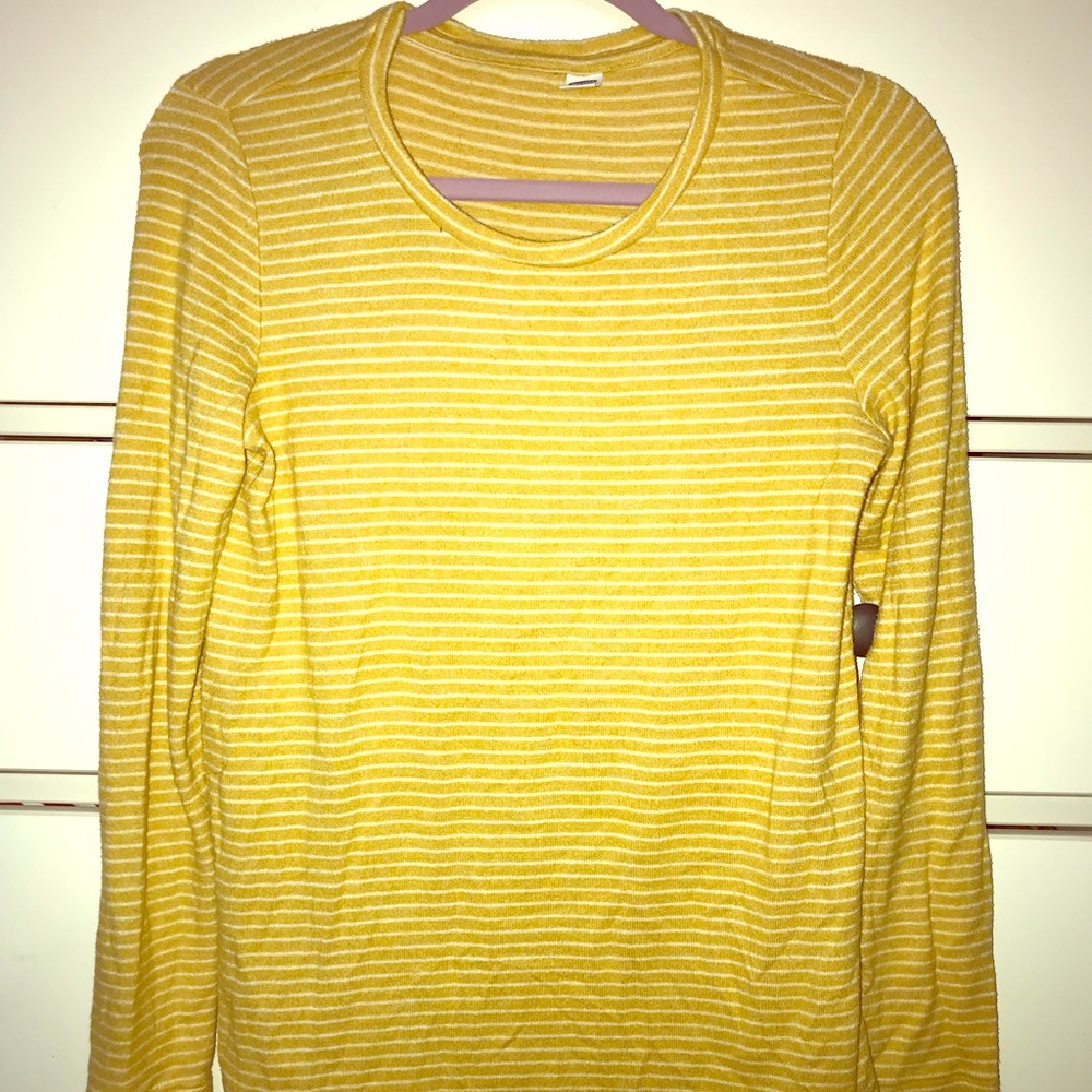yellow & white striped long sleeve top
